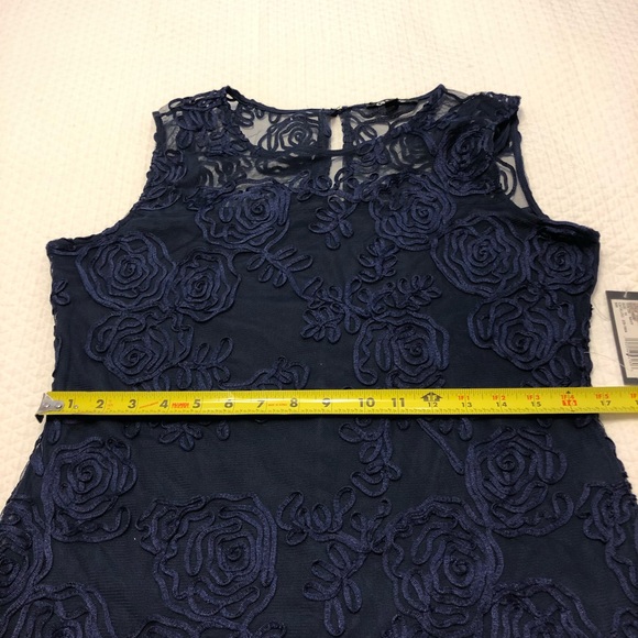 NWT Onyx Nite Navy Floral Lace Soutache Occasion Dress - Picture 9 of 12